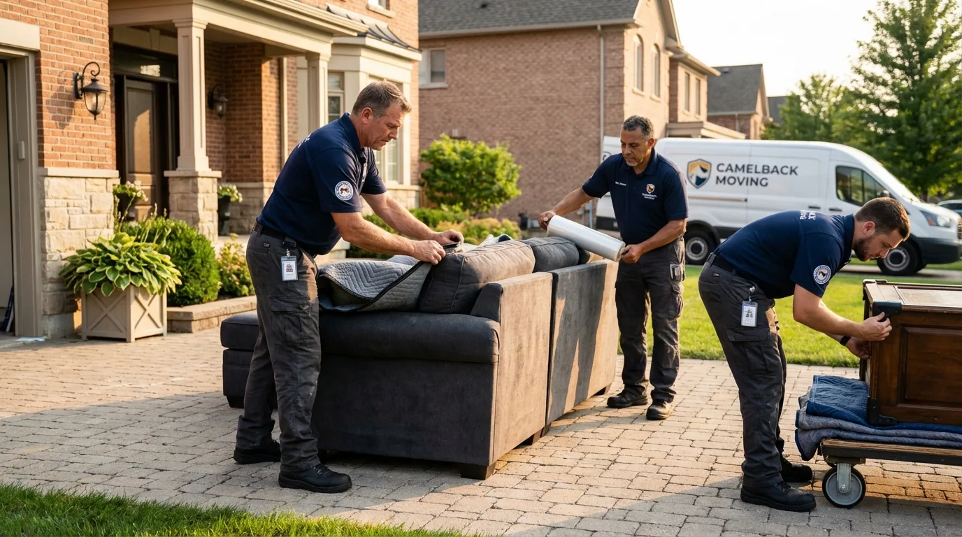 Large estate moving crew wrapping furniture in Mount Airy, GA