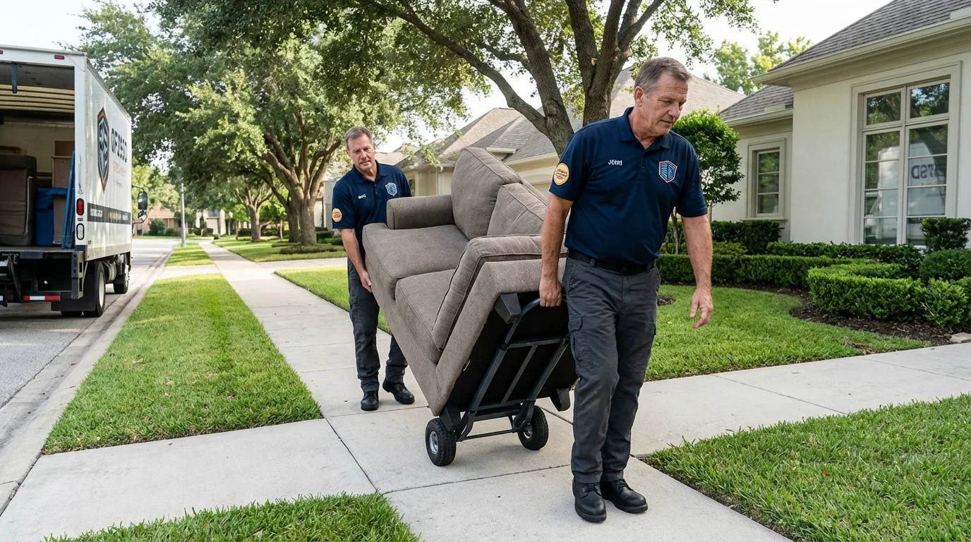 Local residential moving crew loading furniture in Mount Airy, GA